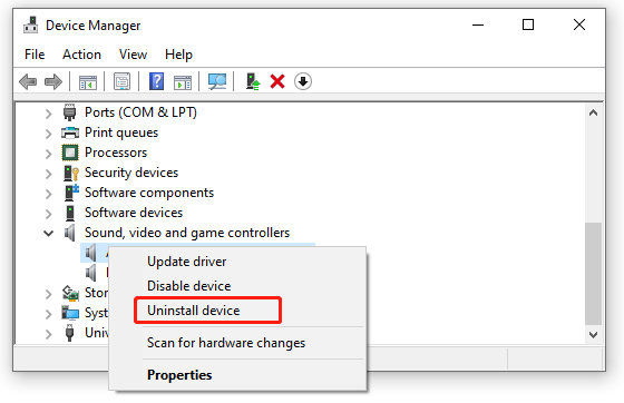 uninstall device driver in Device Manager