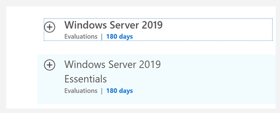 expand the Windows Server 2019 edition