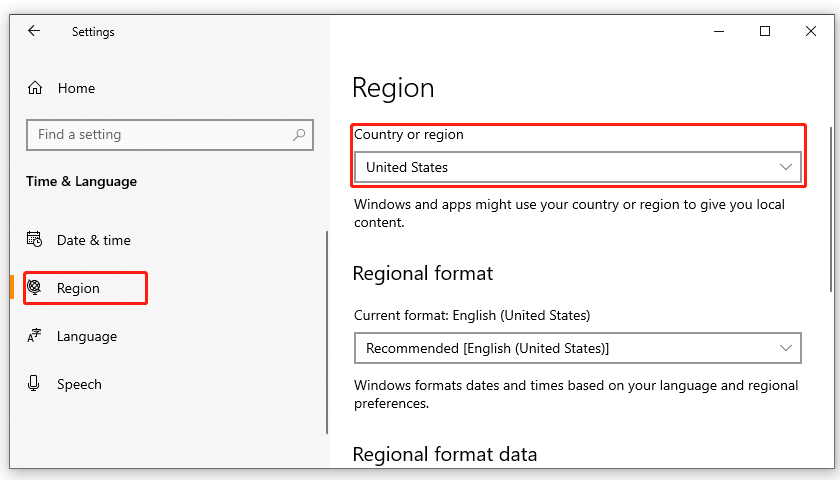 set your Country and Region in Settings