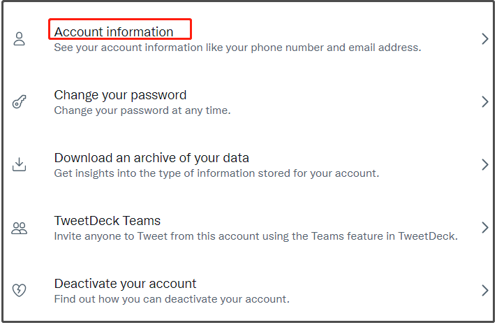 click Account information