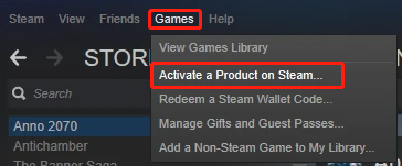 select Activate a Product on Steam