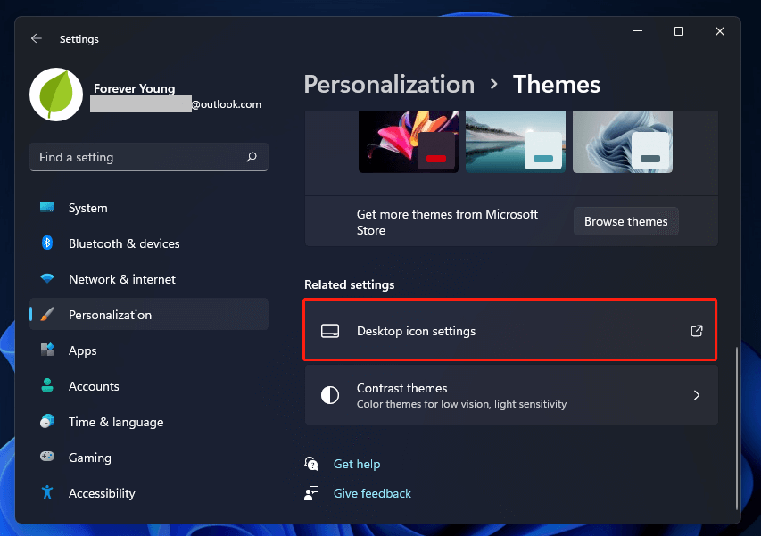 go to Desktop icon settings