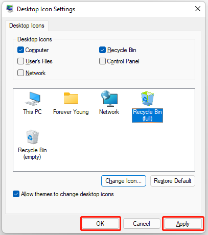 save Desktop icon settings