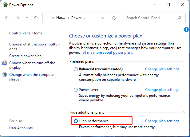 set high performance power plan Windows 11