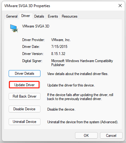 click on Update Driver