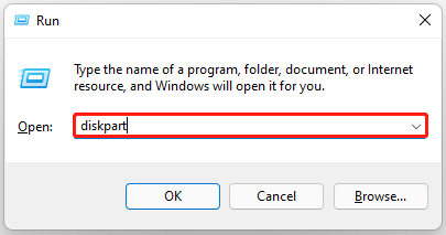 run DiskPart via Windows Run