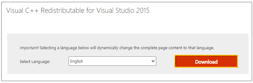 click on Download in Microsoft Visual C 2015 page