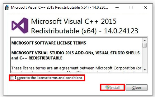 click on Install in the Visual C 2015 page
