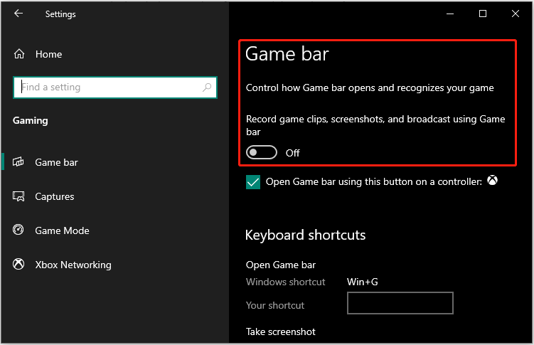 disable Game bar