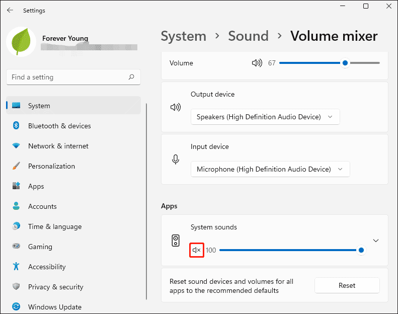 mute the volume of the app