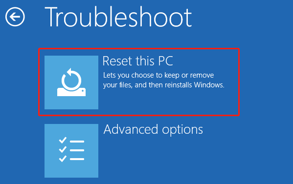 select Reset this PC