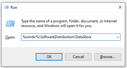 open DataStore folder via the Run box