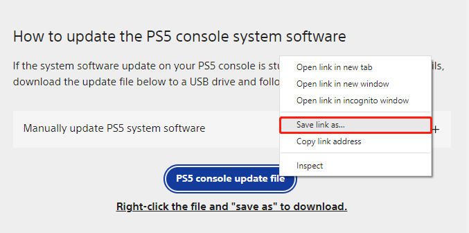 ps5 console update file