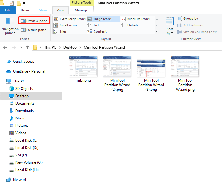 deselect the Preview pane option