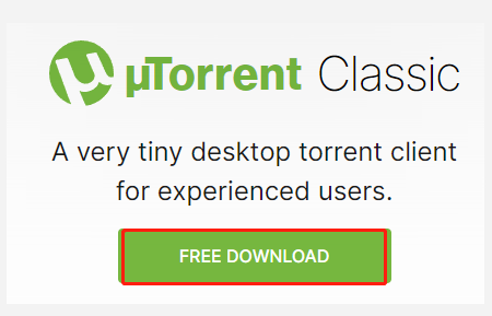 click Free Download on uTorrent page