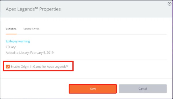 Enable Origin in Game for Apex Legends