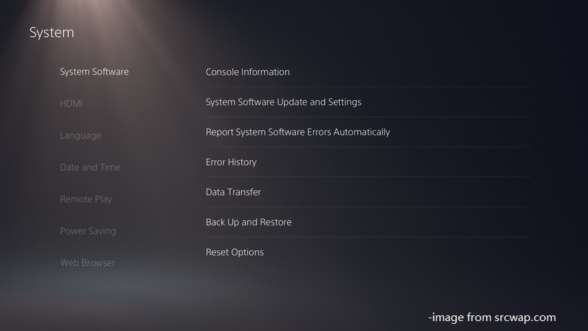 choose System Software Update and Settings