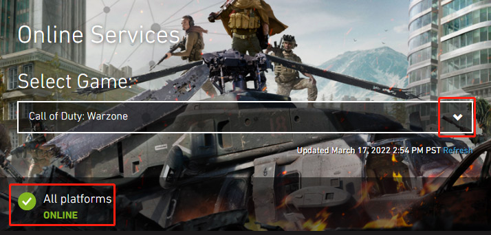 check Activision support of the Warzone