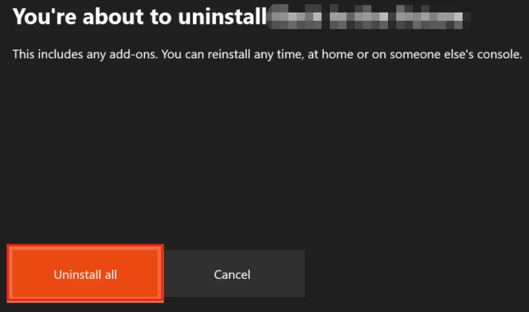 uninstall a game on Xbox