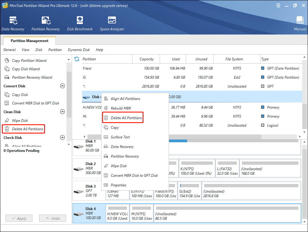 Select Delete All Partitions
