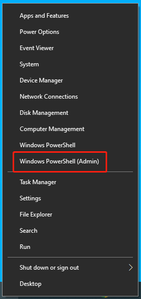 Select Windows PowerShell (Admin)