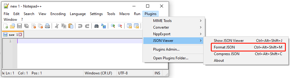 format JSON Notepad Plus using JSON Viewer