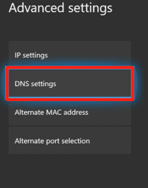 select DNS settings on Xbox One