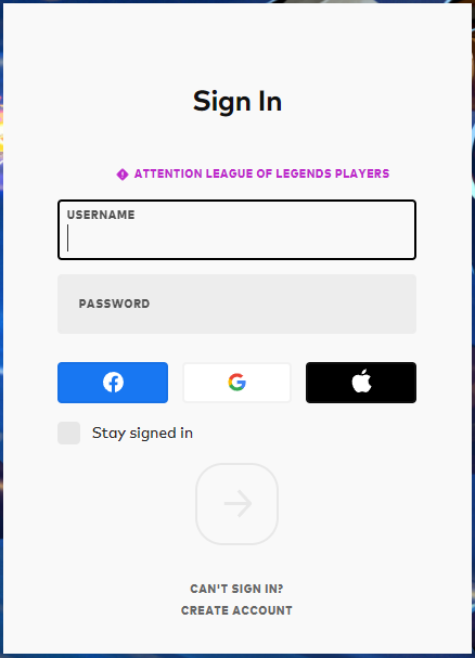 log into your Riot account