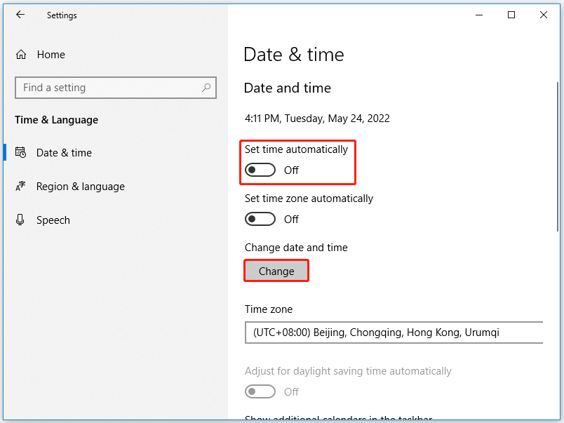 set the correct date and time
