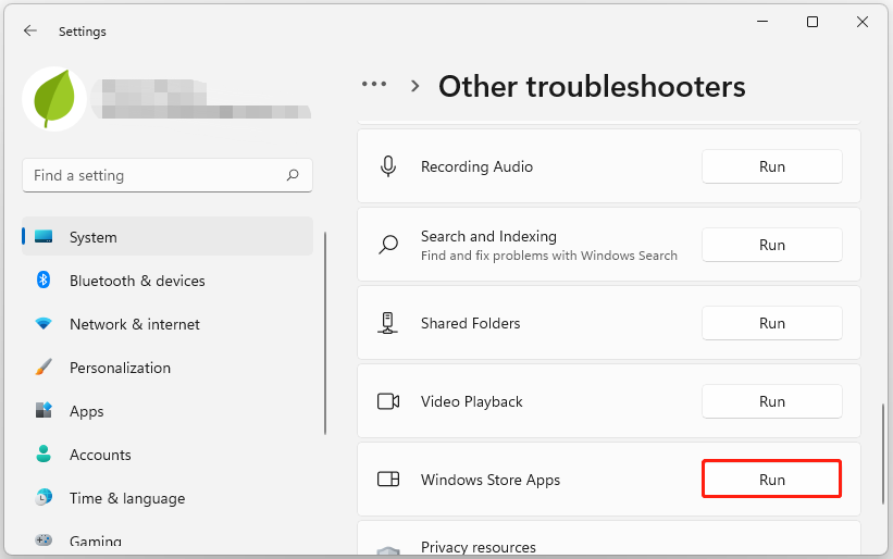 Run the Windows Store Apps troubleshooter