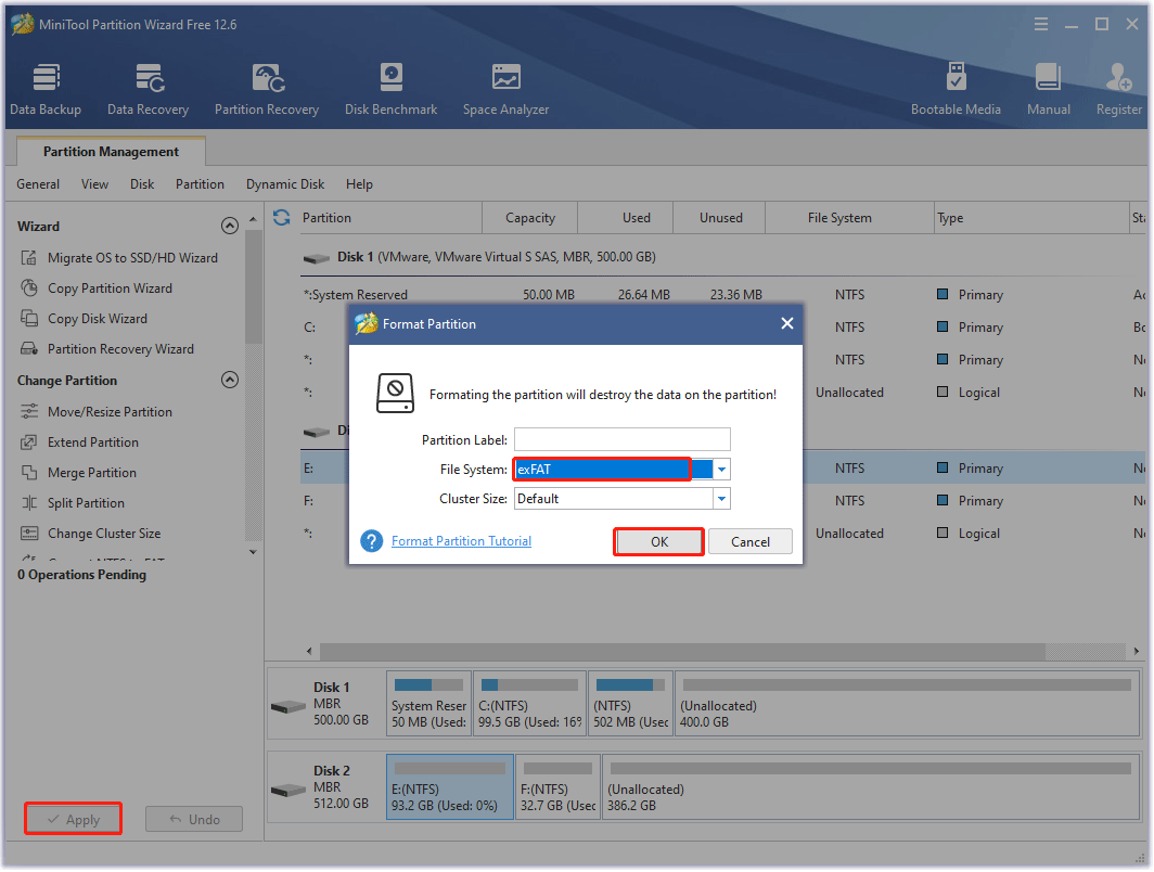 perform a drive format operation