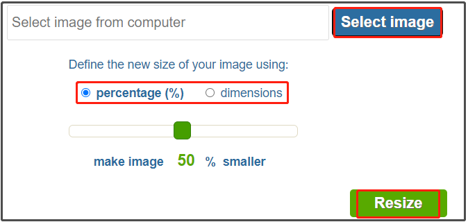 resize images using Simple Image Resizer