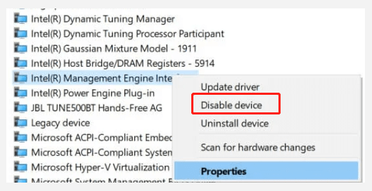 disable Intel Management Engine Drive