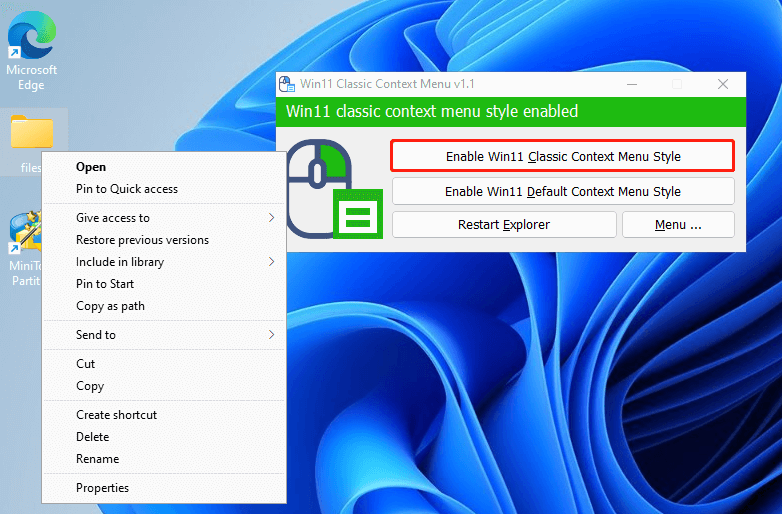 Enable Win11 Classic Context Menu Style