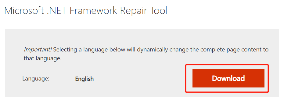 download the NET Framework Repair Tool