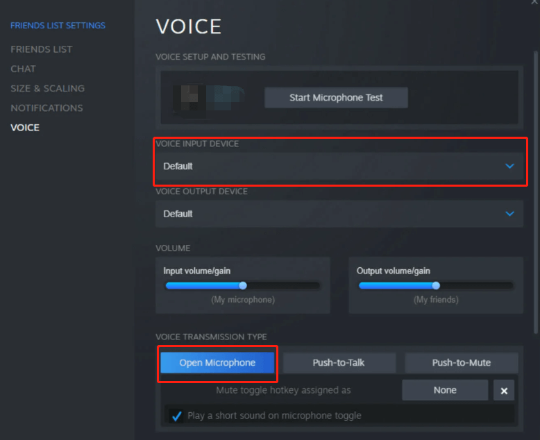 select Default Input Device on Steam