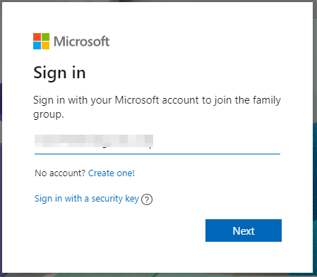 sign into the Microsoft account
