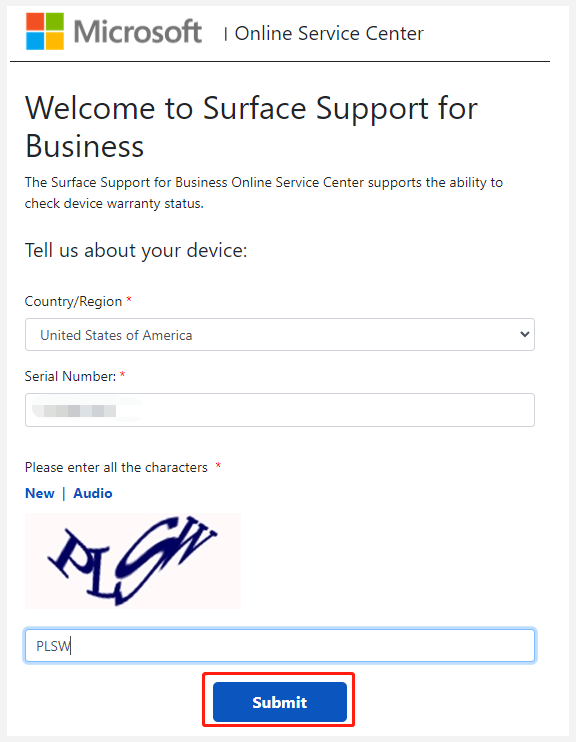 check Surface mode via the Online Service center