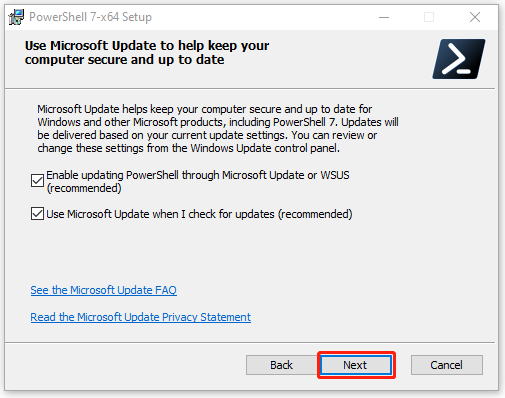 Enable updating PowerShell through Microsoft Update or WSUS