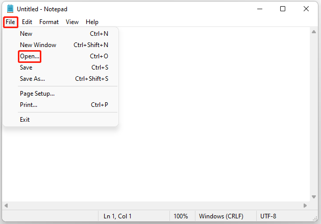 select Open from the context menu