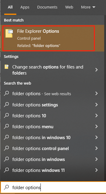 select Folder Explorer Options
