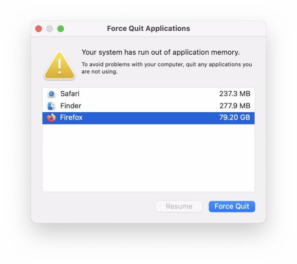 Your system has run out application memory