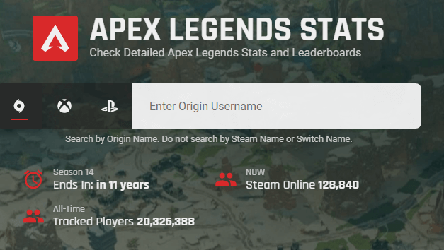 view Apex Legends stats