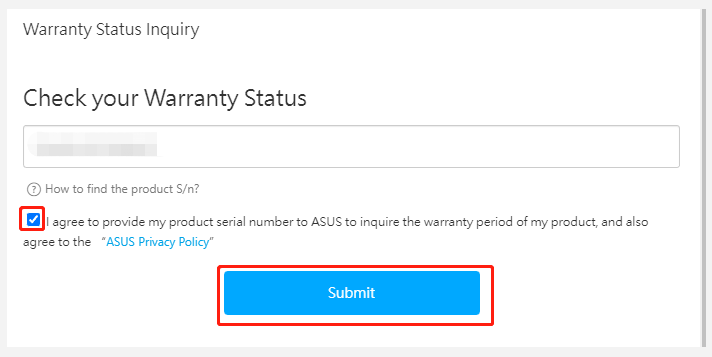 ASUS Warranty Status Inquiry