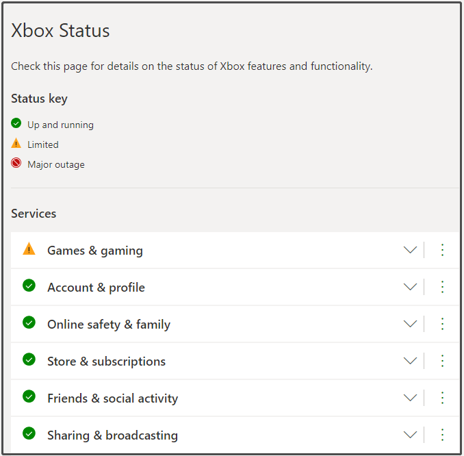 Xbox status