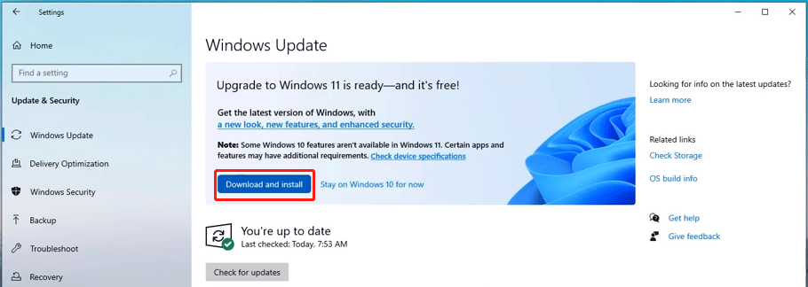 upgrade to Windows 11 via Windows Update