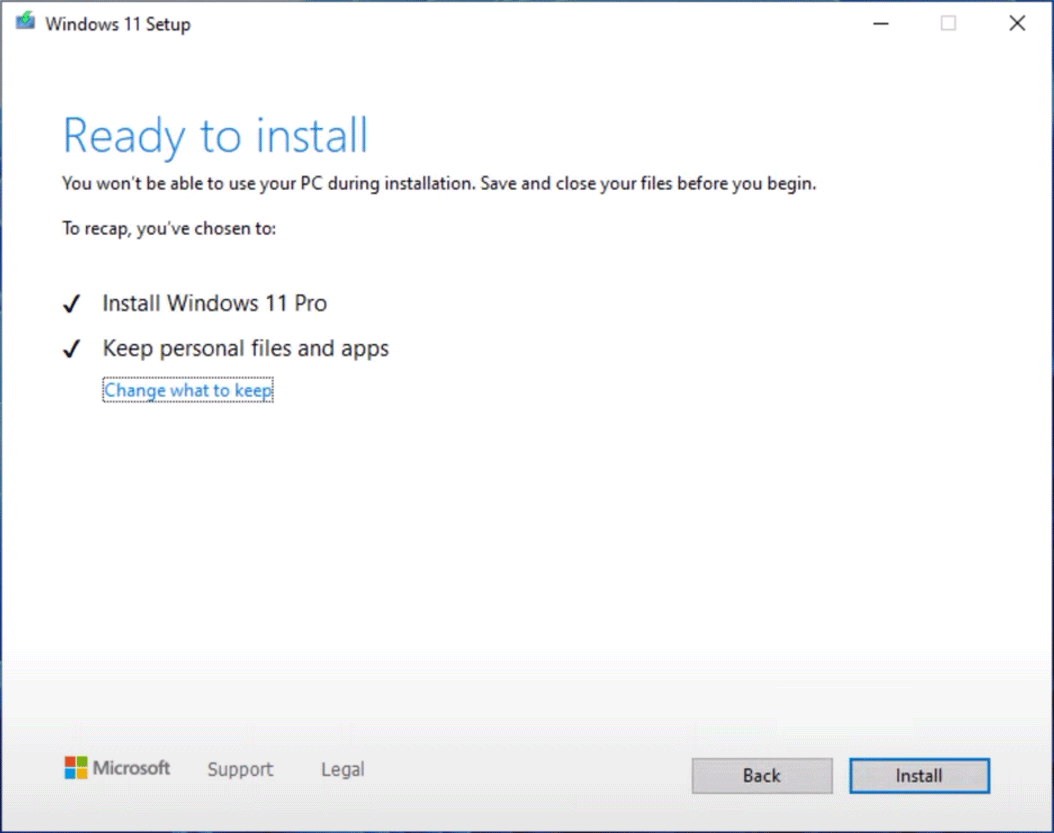 in-place upgrade via Windows 11 ISO file