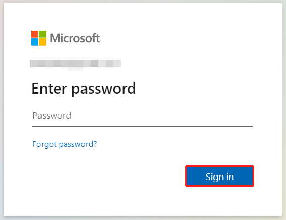 enter the password and click Sign in