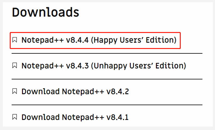 select a Notepad plus version to download