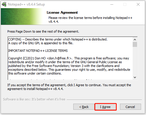 accept license agreement